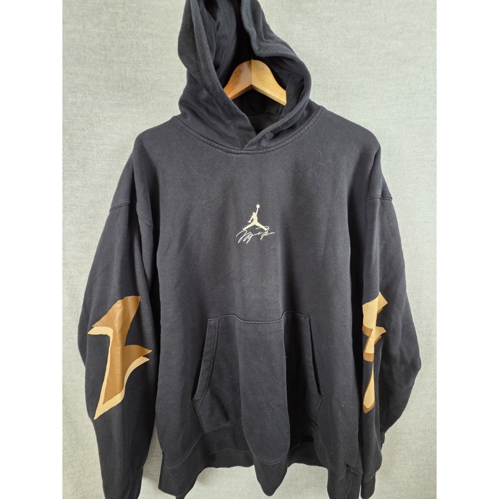 Air Jordan Essentials Hoodie 2XL Black Gold Metallic Lightning Graphic Pullover